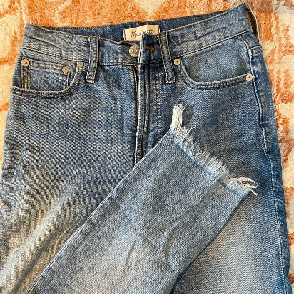 Madewell Medium-Wash Distressed High-Waisted Jeans, Size 25